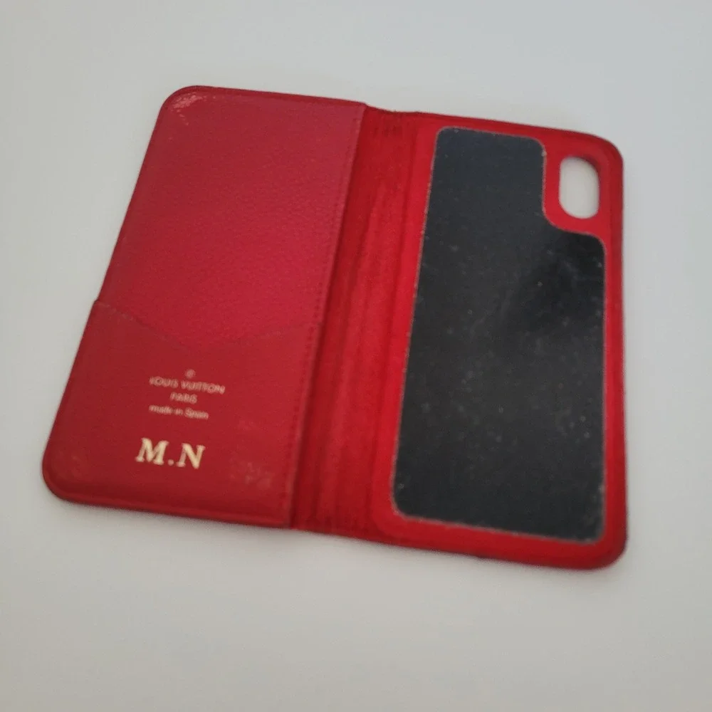 Louis Vuitton Monogram Empreinte iPhone X XS Folio Case Red Leather BC2149